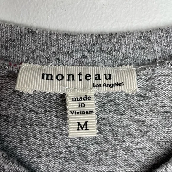 Monteau Preppy Classic Gray Crewneck Roll Tab Layered Sweater Top Blouse - Picture 7 of 8